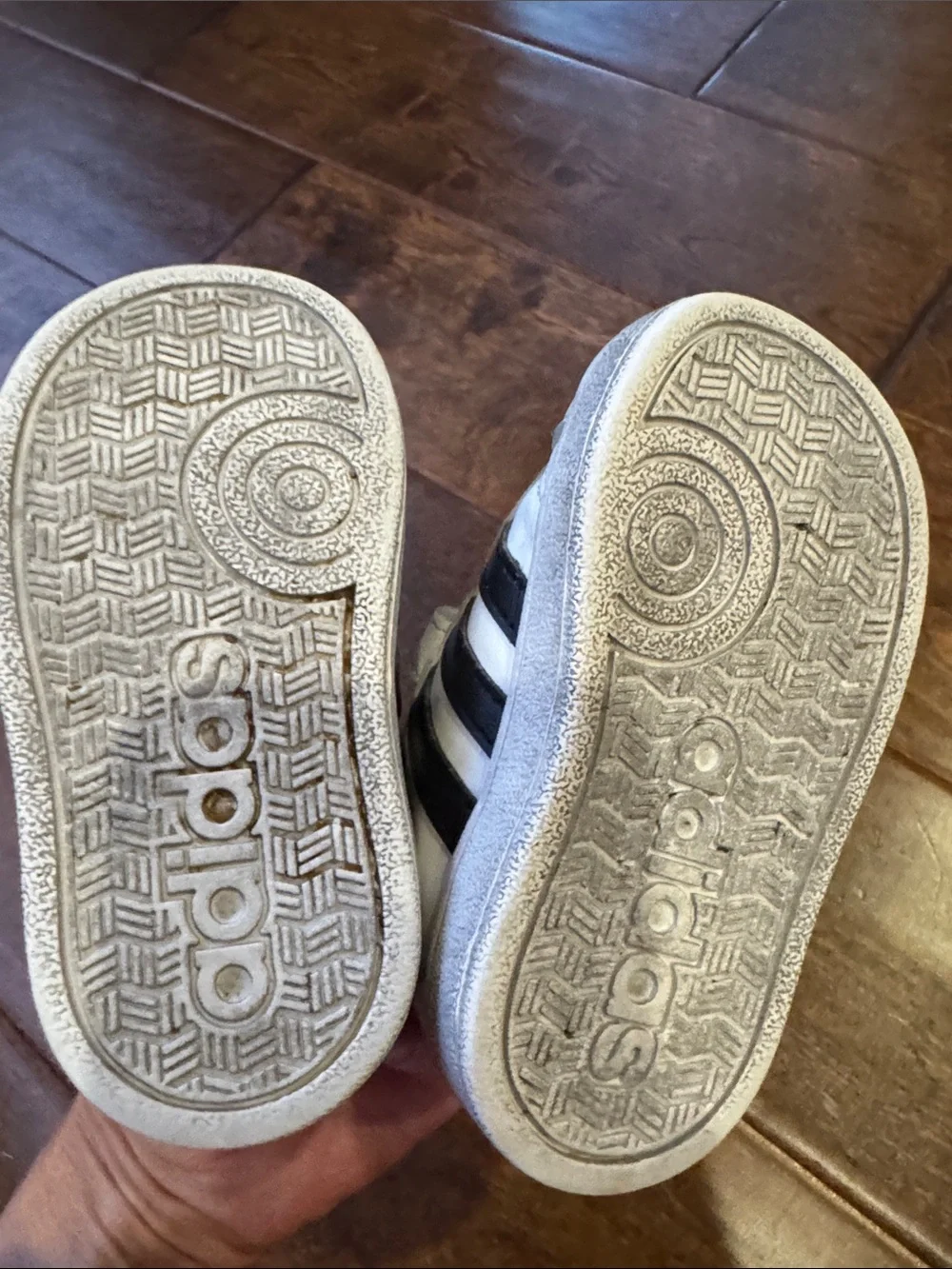 adidas White and Black toddler  Velcro Sneakers with Three Stripes